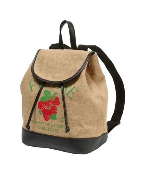 F i.n.t(フィント)の「野イチゴ麻袋リュック/fint(バックパック/リュック・レディース・ブラック・FREE)」の1枚目の写真