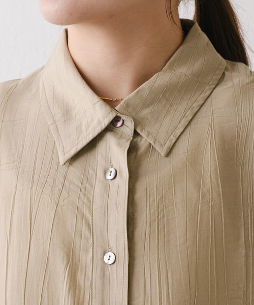 COLLAGE GALLARDAGALANTE（コラージュガリャルダガランテ）の「クレープシャツセットアップ/２点セットアイテム（セットアップ・レディース・ベージュ/ブラック・FREE）」の17枚目の写真