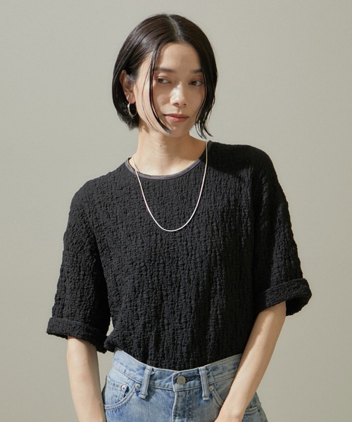 SALON adam et rope'(サロン アダム エ ロペ)の「バックジップエキュームプルオーバー(Tシャツ/カットソー・レディース・ブラック/ホワイト/ベージュ・FREE)」の3枚目の写真