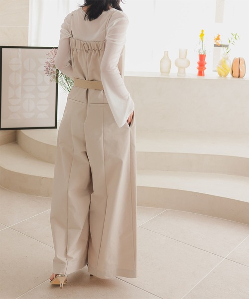 KOBE LETTUCE（コウベレタス）の「ベルト付きベアワイドオールインワン（つなぎ/オールインワン・レディース・カーキ/ブラック/アイボリー系・M/PM）」の8枚目の写真