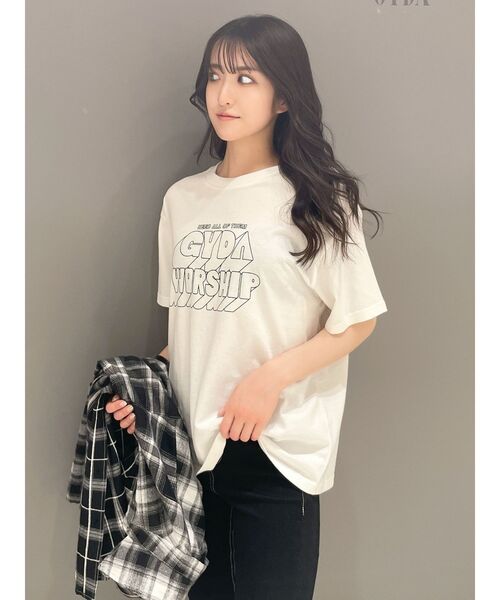 GYDA（ジェイダ）の「GYDA WORSHIP BIG Tシャツ（Tシャツ/カットソー・レディース・ブラック/ベージュ/オフホワイト/マスタード・FREE）」の2枚目の写真