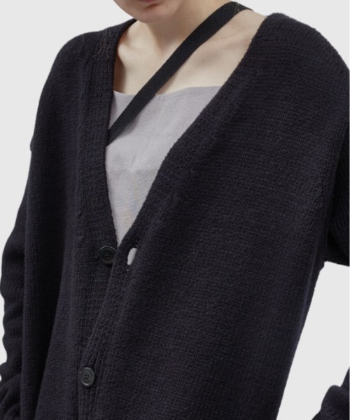Ann DEMEULEMEESTER(アンドゥムルメステール)の「ANN DEMEULEMEESTER KIM KNITTED HIGH COMFORT V NECK(カーディガン/ボレロ・レディース・ブラック・SMALL)」の7枚目の写真