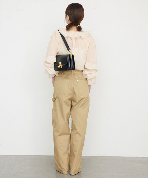 スローブイエナ SLOBE IENA 24AW フリルラッフルシアーブラウス ベージュ サイズ：FREE SLOBE IENA スローブイエナ 24AW フリルラッフルシアーブラウス