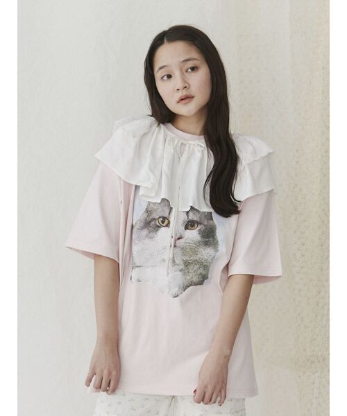 merry jenny(メリージェニー)の「ギンガムcat tee(Tシャツ/カットソー・レディース・チャコールグレー/ピンク/オフホワイト・FREE)」の15枚目の写真