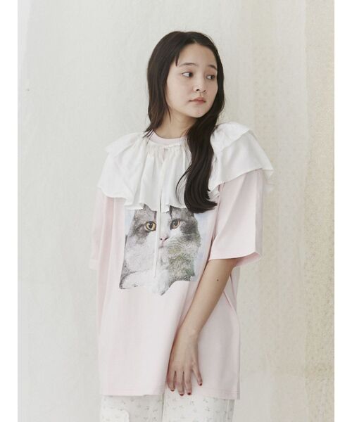 merry jenny(メリージェニー)の「ギンガムcat tee(Tシャツ/カットソー・レディース・チャコールグレー/ピンク/オフホワイト・FREE)」の14枚目の写真