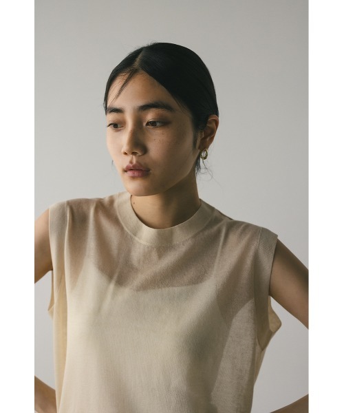 STYLEMIXER（スタイルミキサー）の「ウォッシャブルリネンミックスニットタンク（タンクトップ・レディース・ブラック/レッド/ブラウン/ライトベージュ・FREE）」の11枚目の写真