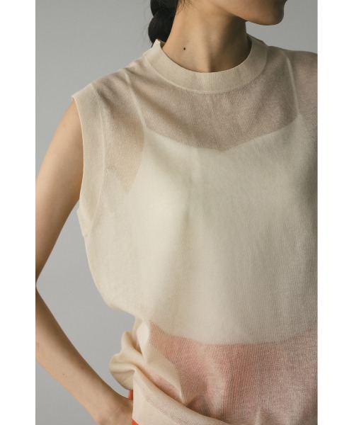STYLEMIXER（スタイルミキサー）の「ウォッシャブルリネンミックスニットタンク（タンクトップ・レディース・ブラック/レッド/ブラウン/ライトベージュ・FREE）」の12枚目の写真