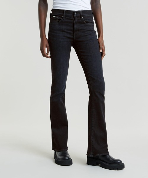 G-STAR（ジースター）の「3301 FLARE JEANS/ヴィンテージライクフレアスキニージーンズ/L28（デニムパンツ・レディース・ブラック・27inch/26inch）」の2枚目の写真