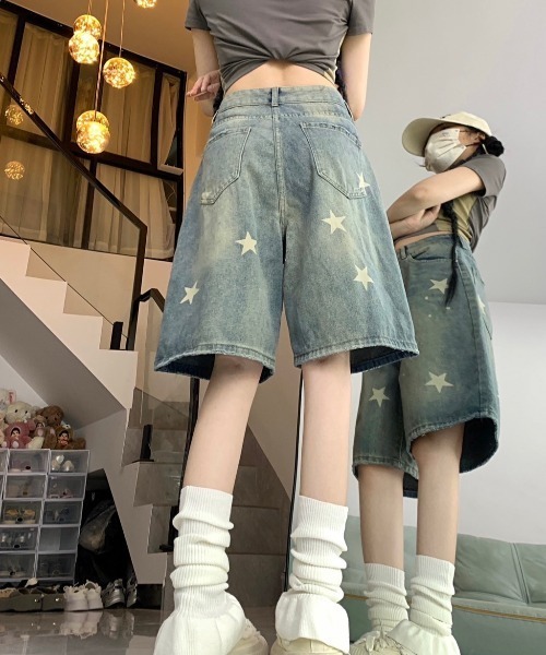 almo(アルモ)の「スターデニムハーフパンツ(BQ)(デニムパンツ・レディース・ブルー・MEDIUM/LARGE)」の5枚目の写真