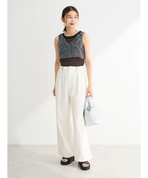 ELENCARE DUE（エレンカーレデュエ）の「・ELENCARE　DUE　フリルチュールビスチェ（Tシャツ/カットソー・レディース・グリーン/アイボリー/チャコールグレー・FREE）」の18枚目の写真