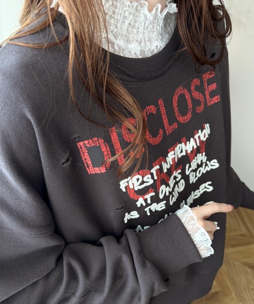 Java(ジャバ)の「《Javaジャバコラボ》ゆるっと古着感。前後2wayメッセージロゴ刺繍ダメージスウェット(スウェット・レディース・杢グレー/オートミール/チャコール・X-LARGE/SMALL/MEDIUM/LARGE)」の8枚目の写真