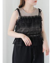 ehka sopo | チェックチュールビスチェ(シャツ/ブラウス)