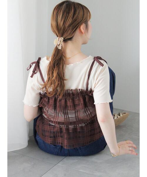 ehka sopo（エヘカソポ）の「チェックチュールビスチェ（シャツ/ブラウス・レディース・ブルー/ブラック/ブラウン/キナリ・F）」の8枚目の写真