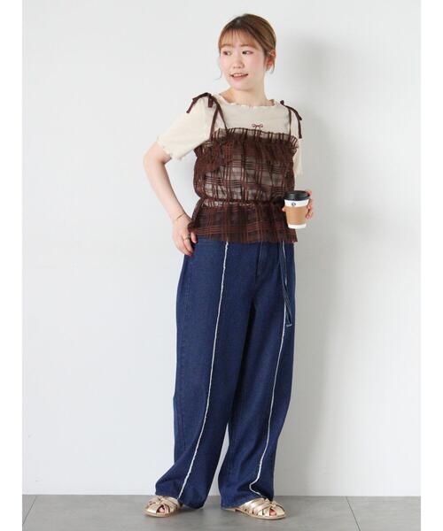 ehka sopo（エヘカソポ）の「チェックチュールビスチェ（シャツ/ブラウス・レディース・ブルー/ブラック/ブラウン/キナリ・F）」の11枚目の写真