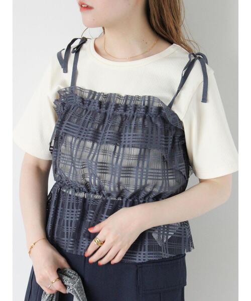 ehka sopo（エヘカソポ）の「チェックチュールビスチェ（シャツ/ブラウス・レディース・ブルー/ブラック/ブラウン/キナリ・F）」の13枚目の写真