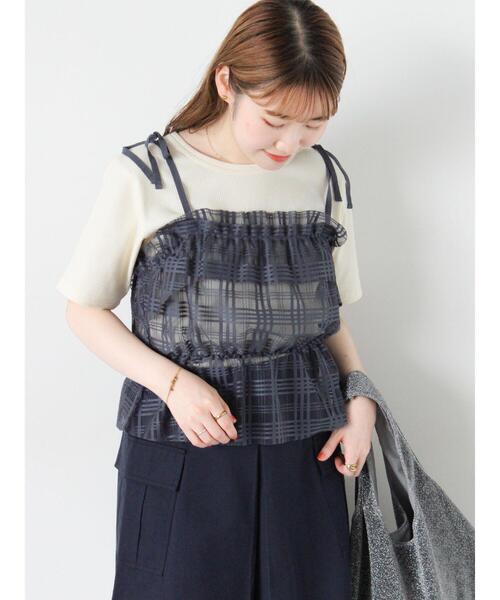 ehka sopo（エヘカソポ）の「チェックチュールビスチェ（シャツ/ブラウス・レディース・ブルー/ブラック/ブラウン/キナリ・F）」の14枚目の写真