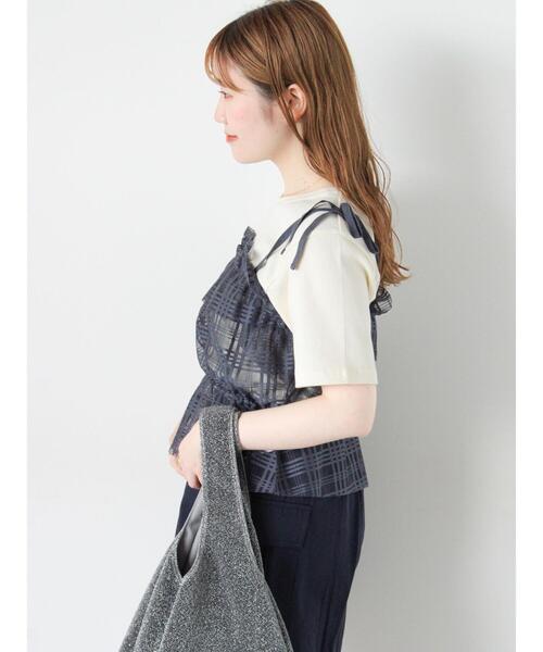 ehka sopo（エヘカソポ）の「チェックチュールビスチェ（シャツ/ブラウス・レディース・ブルー/ブラック/ブラウン/キナリ・F）」の15枚目の写真