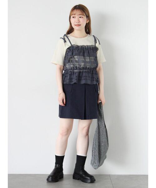 ehka sopo（エヘカソポ）の「チェックチュールビスチェ（シャツ/ブラウス・レディース・ブルー/ブラック/ブラウン/キナリ・F）」の17枚目の写真