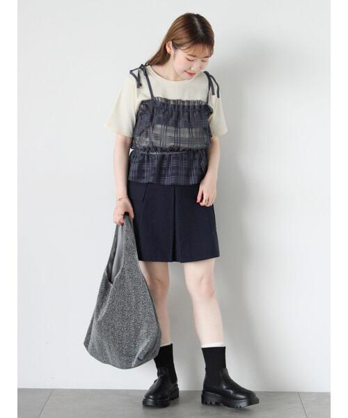 ehka sopo（エヘカソポ）の「チェックチュールビスチェ（シャツ/ブラウス・レディース・ブルー/ブラック/ブラウン/キナリ・F）」の18枚目の写真