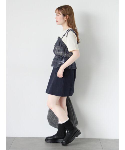 ehka sopo（エヘカソポ）の「チェックチュールビスチェ（シャツ/ブラウス・レディース・ブルー/ブラック/ブラウン/キナリ・F）」の19枚目の写真