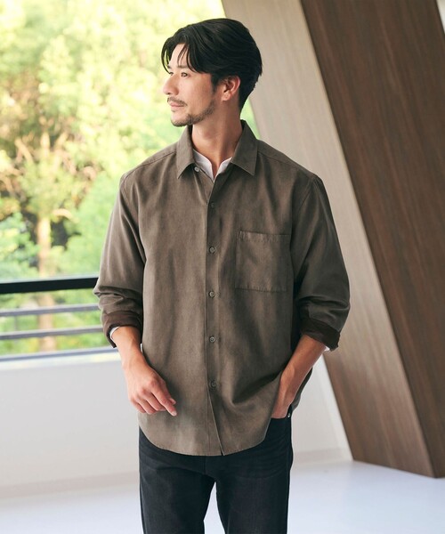 WEB限定 WARDROBE SMART】スエードライク シャツ（シャツ/ブラウス