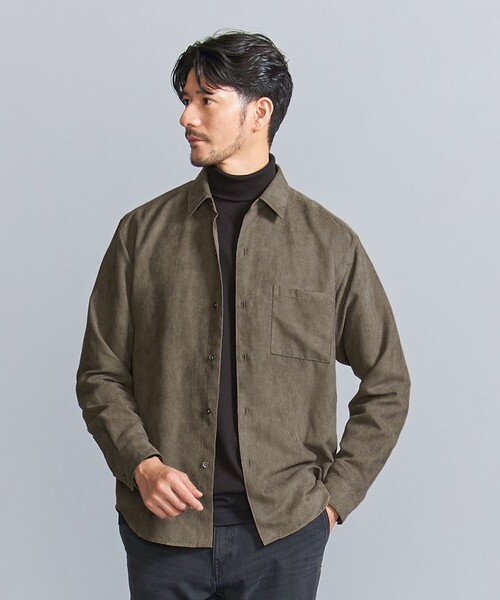 BEAUTY&YOUTH UNITED ARROWS（ビューティーアンドユースユナイテッドアローズ）の「【WEB限定 WARDROBE SMART】スエードライク シャツ（シャツ/ブラウス・メンズ・ブラック/モカ/ネイビー/ベージュ/ダークグレー・S/M/L/XL）」の4枚目の写真