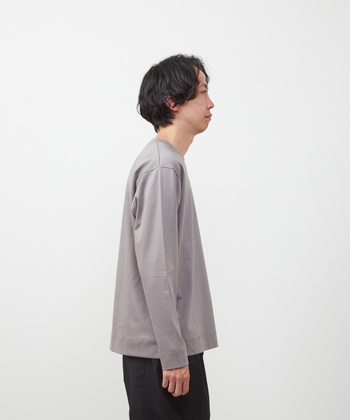 MEN'S MELROSE（メンズメルローズ）の「シルケットポンチスタンダードクルーネックロングスリーブTシャツ（Tシャツ/カットソー・メンズ・ホワイト/グレー/ブルーグリーン/ネイビー/ブラック・3/4/5）」の9枚目の写真