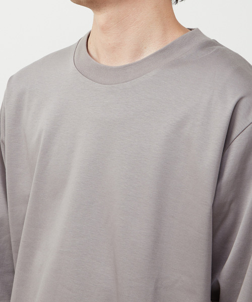 MEN'S MELROSE（メンズメルローズ）の「シルケットポンチスタンダードクルーネックロングスリーブTシャツ（Tシャツ/カットソー・メンズ・ホワイト/グレー/ブルーグリーン/ネイビー/ブラック・3/4/5）」の10枚目の写真