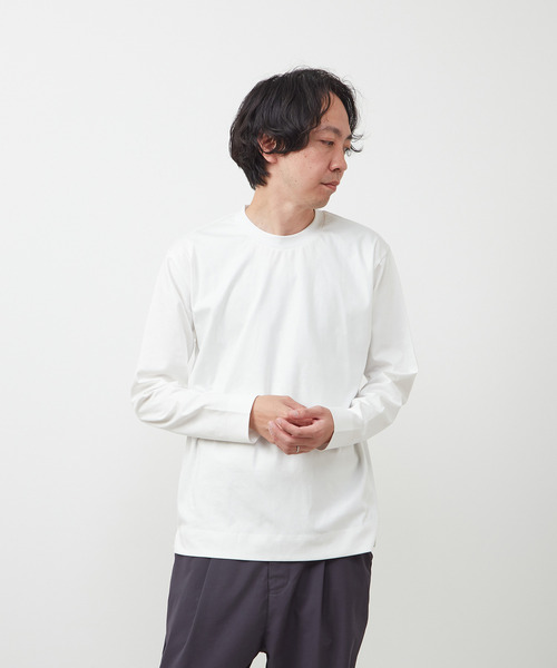 MEN'S MELROSE（メンズメルローズ）の「シルケットポンチスタンダードクルーネックロングスリーブTシャツ（Tシャツ/カットソー・メンズ・ホワイト/グレー/ブルーグリーン/ネイビー/ブラック・3/4/5）」の22枚目の写真