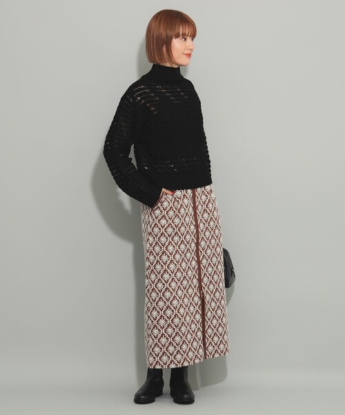 Ray BEAMS（レイビームス）の「透かし柄 ハイネック ニット（ニット/セーター・レディース・オフホワイト/ブラック・ONE SIZE）」の12枚目の写真