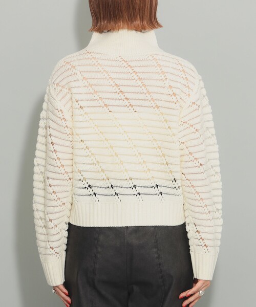 Ray BEAMS（レイビームス）の「透かし柄 ハイネック ニット（ニット/セーター・レディース・オフホワイト/ブラック・ONE SIZE）」の19枚目の写真