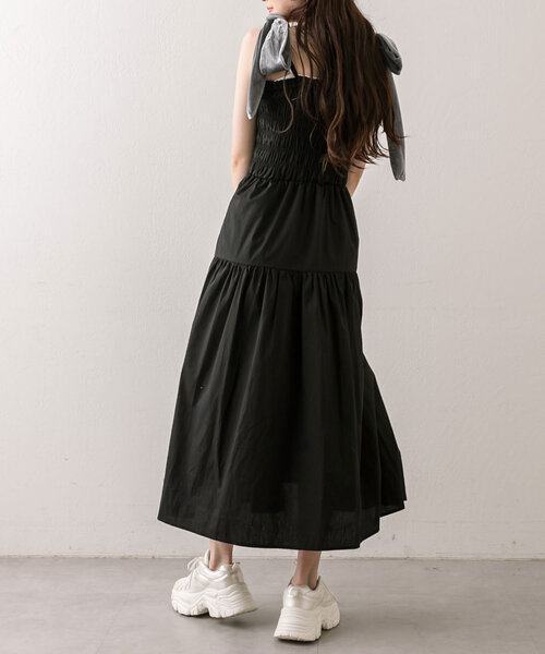 OLIVE des OLIVE（オリーブデオリーブ）の「【S/Mサイズ展開】ベロアリボン付きシャーリングワンピ（ワンピース・レディース・ブラウン/チェック/ブラック/ブラウン系その他・MEDIUM/SMALL）」の8枚目の写真