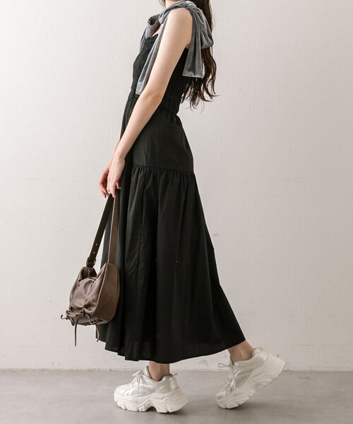 OLIVE des OLIVE（オリーブデオリーブ）の「【S/Mサイズ展開】ベロアリボン付きシャーリングワンピ（ワンピース・レディース・ブラウン/チェック/ブラック/ブラウン系その他・MEDIUM/SMALL）」の9枚目の写真