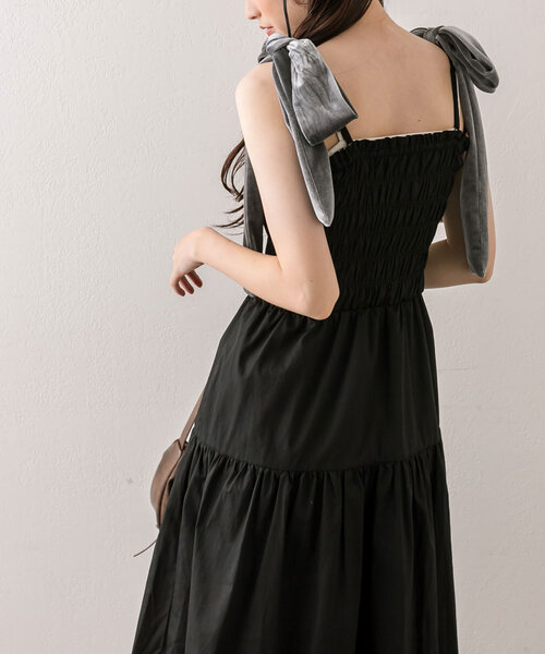 OLIVE des OLIVE（オリーブデオリーブ）の「【S/Mサイズ展開】ベロアリボン付きシャーリングワンピ（ワンピース・レディース・ブラウン/チェック/ブラック/ブラウン系その他・MEDIUM/SMALL）」の13枚目の写真