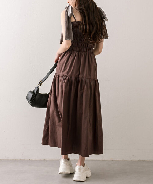 OLIVE des OLIVE（オリーブデオリーブ）の「【S/Mサイズ展開】ベロアリボン付きシャーリングワンピ（ワンピース・レディース・ブラウン/チェック/ブラック/ブラウン系その他・MEDIUM/SMALL）」の18枚目の写真