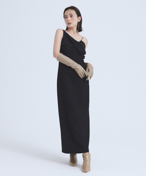 anuans(アニュアンス)の「ウールギャバジンナロードレス(ワンピース・レディース・ブラック/ベージュ・SMALL/MEDIUM)」の2枚目の写真