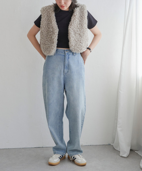 VENCEEXCHANGE（ヴァンスエクスチェンジ）の「プードルファーショートベスト（ベスト・レディース・ライトグレー/ブラウン/ダークブラウン/オフホワイト・M）」の17枚目の写真