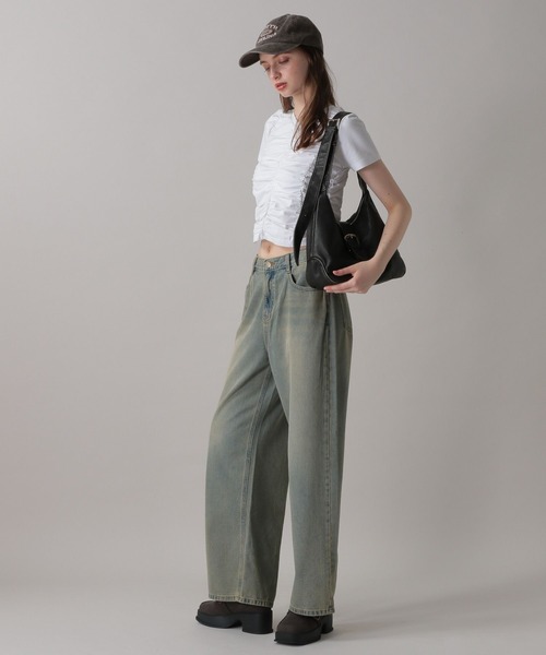 FOREVER 21（フォーエバー トゥエンティーワン）の「【2024FW】フロントシャーリングトップス（Tシャツ/カットソー・レディース・オフホワイト/ブラック・MEDIUM/SMALL）」の19枚目の写真