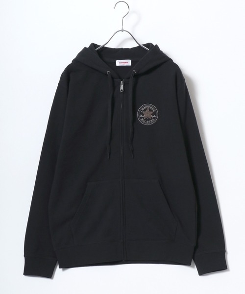 CONVERSE（コンバース）の「CONVERSE/コンバース ワンポイントロゴ刺繍 スウェット フルジップパーカー レディース メンズ トレーナー（パーカー・メンズ・グレー/ベージュ/ブラック・L/LL/M）」の4枚目の写真