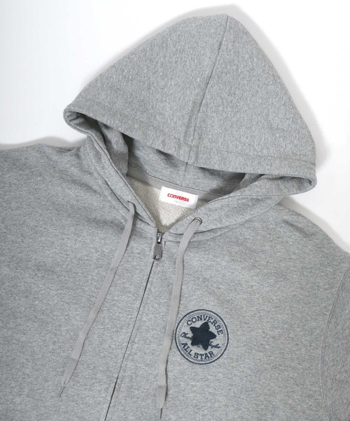 CONVERSE（コンバース）の「CONVERSE/コンバース ワンポイントロゴ刺繍 スウェット フルジップパーカー レディース メンズ トレーナー（パーカー・メンズ・グレー/ベージュ/ブラック・L/LL/M）」の10枚目の写真