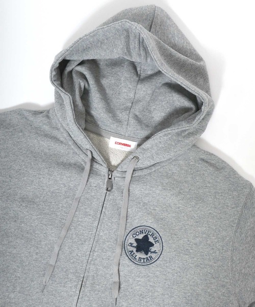 CONVERSE（コンバース）の「CONVERSE/コンバース ワンポイントロゴ刺繍 スウェット フルジップパーカー レディース メンズ トレーナー（パーカー・メンズ・グレー/ベージュ/ブラック・L/LL/M）」の11枚目の写真