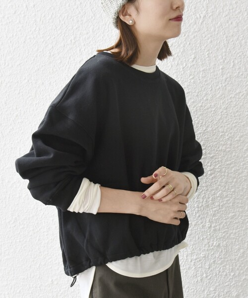 SHIPS any（シップス エニィ）の「【WEB限定】SHIPS any:〈洗濯機可能〉USA コットン 裏起毛 コクーン プルオーバー（スウェット・レディース・キャメル/ブラック/ナチュラル/ワイン/ブラウン/レッド・ONE SIZE）」の20枚目の写真