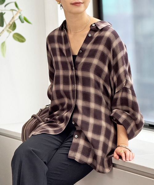 セール】ウォッシュドチェックワイドシャツ（シャツ/ブラウス）｜RIVE