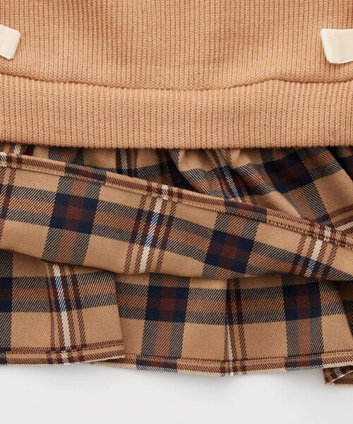 SLAP SLIP（スラップスリップ）の「【お揃い】サイドリボン裾スリットベストドッキングチェック柄トップス(80~130cm)（シャツ/ブラウス・キッズ・ベージュ/オフホワイト・130cm/110cm/90cm/80ｃｍ/120cm/100cm）」の16枚目の写真