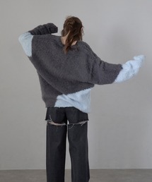 【MINERTE】loop yarn intarsia V neck pullover / ブークレインターシャVネックプルオーバー