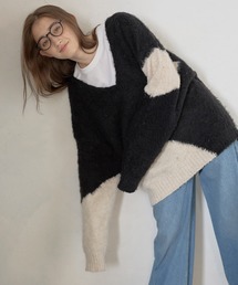 MINERTE | 【MINERTE】loop yarn intarsia V neck pullover / ブークレインターシャVネックプルオーバー(ニット/セーター)