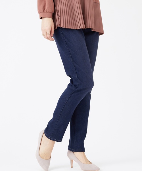 BELLUNA PLUS(ベルーナ)の「裏ベロアストレッチデニムパンツ73丈(デニムパンツ・レディース・ブラック/インディゴブルー/ブルー/ブラック系2・SMALL/MEDIUM/LARGE/X-LARGE)」の8枚目の写真