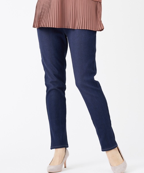 BELLUNA PLUS(ベルーナ)の「裏ベロアストレッチデニムパンツ73丈(デニムパンツ・レディース・ブラック/インディゴブルー/ブルー/ブラック系2・SMALL/MEDIUM/LARGE/X-LARGE)」の6枚目の写真