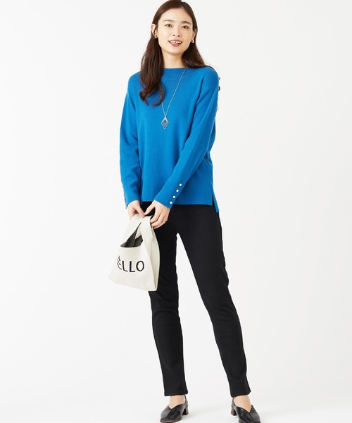 BELLUNA PLUS(ベルーナ)の「裏ベロアストレッチデニムパンツ73丈(デニムパンツ・レディース・ブラック/インディゴブルー/ブルー/ブラック系2・SMALL/MEDIUM/LARGE/X-LARGE)」の15枚目の写真