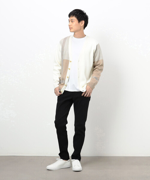 COMME CA ISM（コムサイズム）の「カラーブロック チェック柄 カーディガン（カーディガン/ボレロ・メンズ・チャコール/オフホワイト/ブルー・MEDIUM/LARGE）」の4枚目の写真